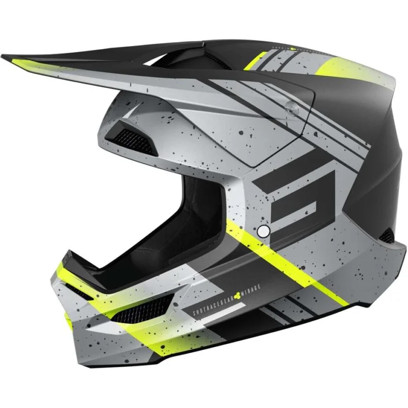 Scelto Dai Clienti Casco Moto Cross Enduro Shot FURIOUS MIRAGE Giallo Fluo Grigio Opaco