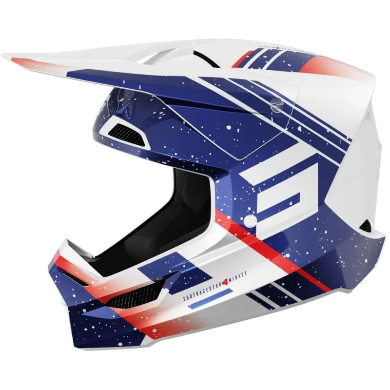 Casco Moto Cross Enduro Shot FURIOUS MIRAGE Rosso Blu Perla A Buon Prezzo