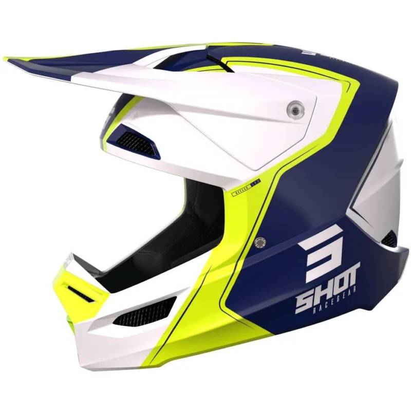 Spedito Oggi Casco Moto Cross Enduro Shot FURIOUS REFLEX Blu Lucido