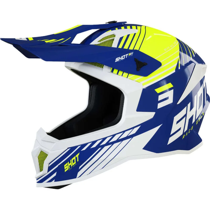 Casco Moto Cross Enduro Shot LITE FURY Blu Neon Lucido Nuovo Arrivo
