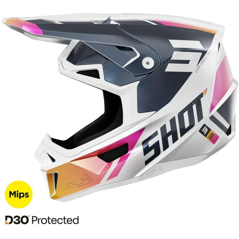 Di Tendenza Casco Moto Cross Enduro Shot LITE ULTRA Blu Arancio Rosa Perla