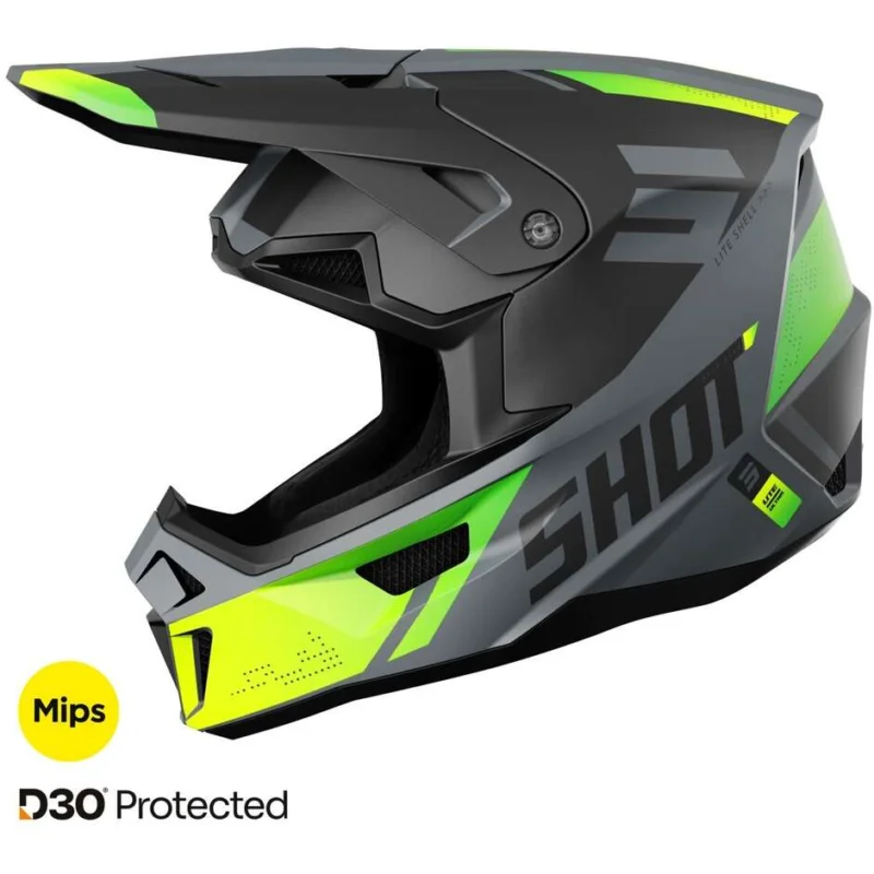 Ultima Occasione Casco Moto Cross Enduro Shot LITE ULTRA Giallo Fluo Nero Opaco