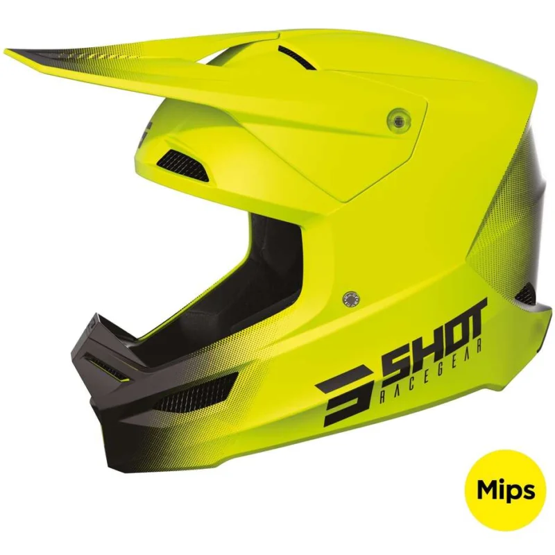 Popolare Casco Moto Cross Enduro Shot RACE RAW Neon Giallo Opaco