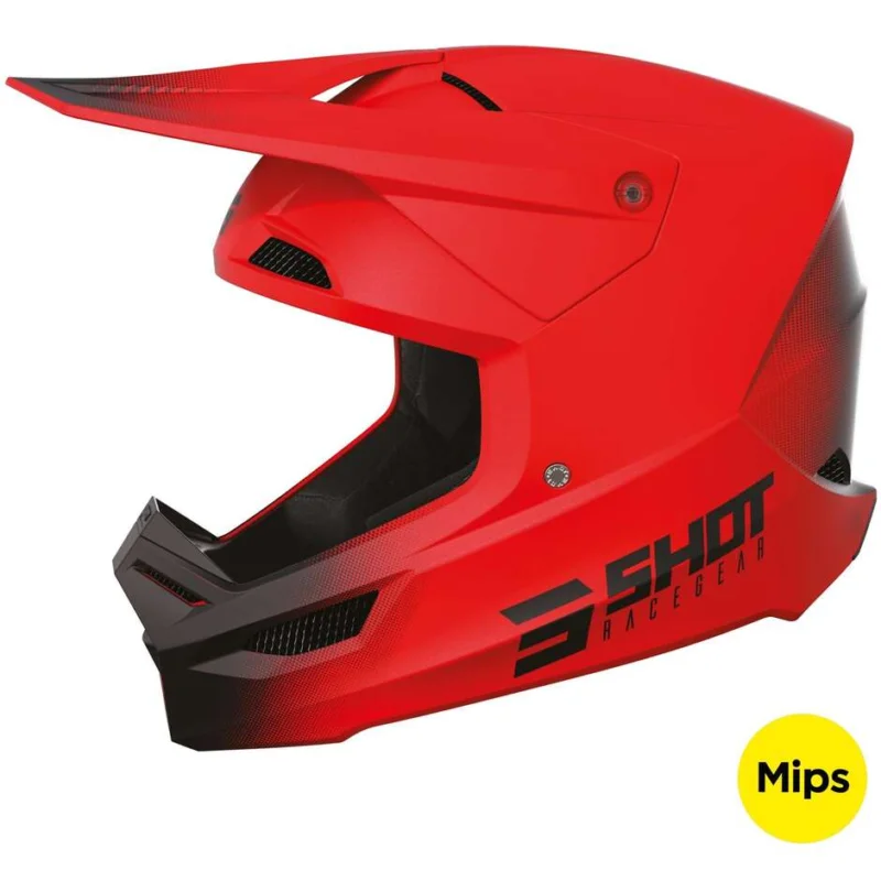Casco Moto Cross Enduro Shot RACE RAW Rosso Opaco Promozione Esclusiva