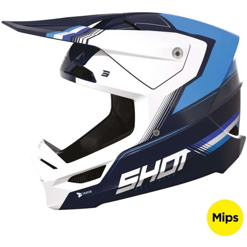 Casco Moto Cross Enduro Shot RACE TRACER Blu Lucido Offerta Limitata