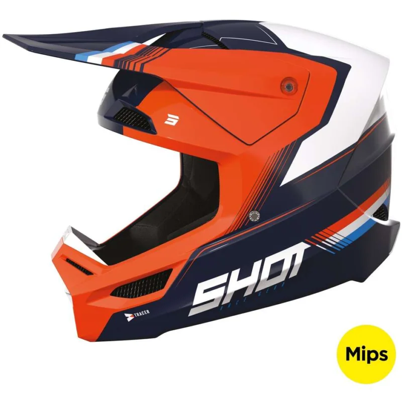 Casco Moto Cross Enduro Shot RACE TRACER Neon Arancio Lucido Occasione