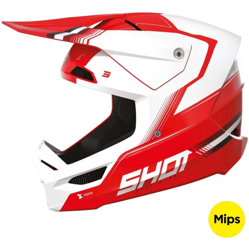 Prezzo Di Fabbrica Casco Moto Cross Enduro Shot RACE TRACER Rosso Lucido