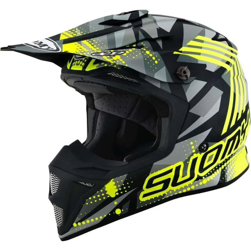 Casco Moto Cross Enduro Suomy MX SPEED PRO SERGEANT Grigio Opaco Giallo Fluo Subito Disponibile