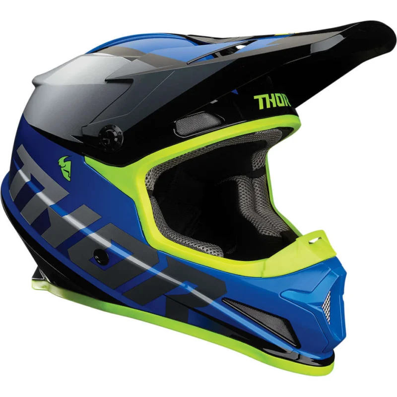 Casco Moto Cross Enduro Thor SECTOR Fader Blu Nero Super Prezzo