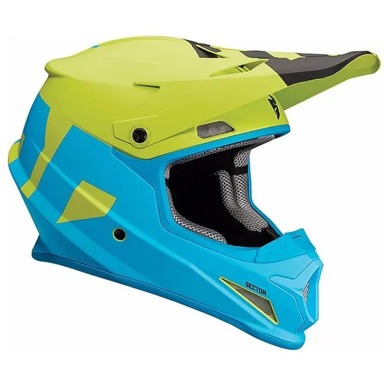 Casco Moto Cross Enduro Thor Sector Level Blu Lime Opaco Vendita Finale