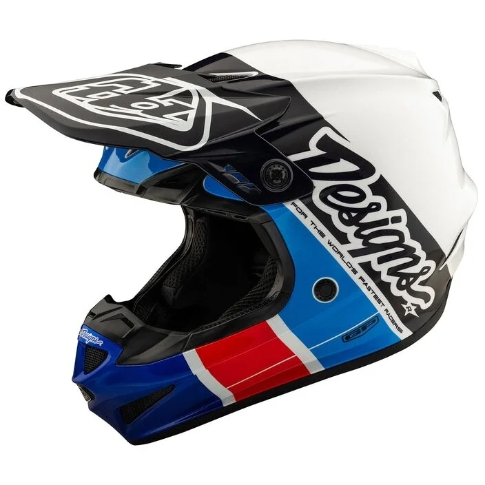 Offerta Lampo Casco Moto Cross Enduro Troy Lee Design GP RUNNER BLUE Blu Rosso Bianco