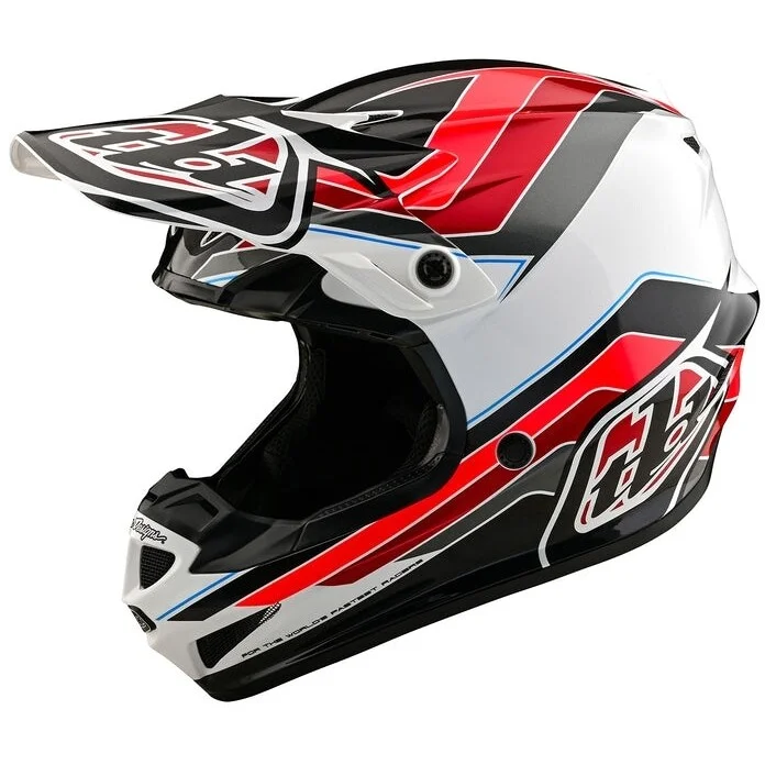 Casco Moto Cross Enduro Troy Lee Design SE4 POLYACRYLITE BLOCK CHARCOAL RED Rosso Economico