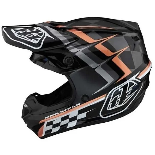Esclusivo Casco Moto Cross Enduro Troy Lee Design SE4 POLYACRYLITE WARPED Nero
