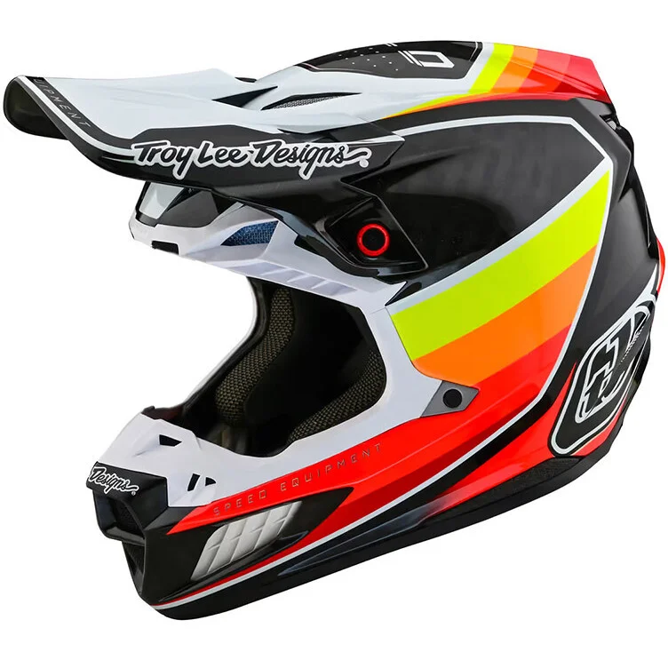 Casco Moto Cross Enduro Troy Lee Design SE5 ECE CARBON REVERB SUNSET Nero Rosso Giallo Spedito Oggi