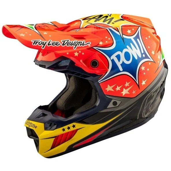 Casco Moto Cross Enduro Troy Lee Design SE5 ECE COMPOSITE COSMIC EXPLOSION Rosso Consegna Rapida