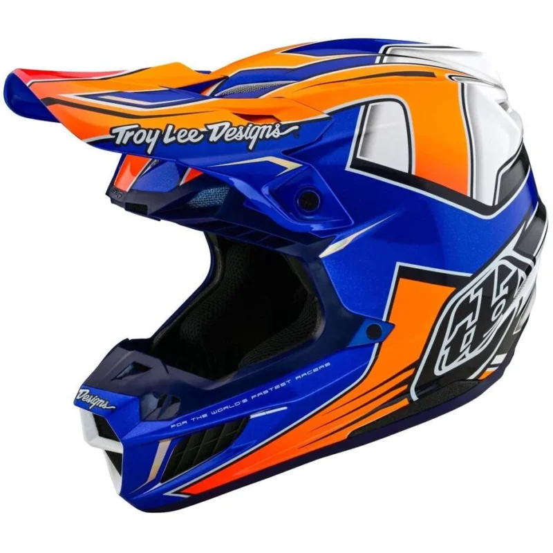 Compra Adesso Casco Moto Cross Enduro Troy Lee Design SE5 ECE COMPOSITE EFIX Blu Arancio