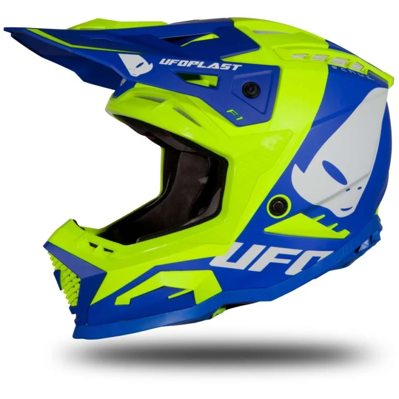 Casco Moto Cross Enduro Ufo ECHUS Blu Fluo Giallo Opaco Più Venduto