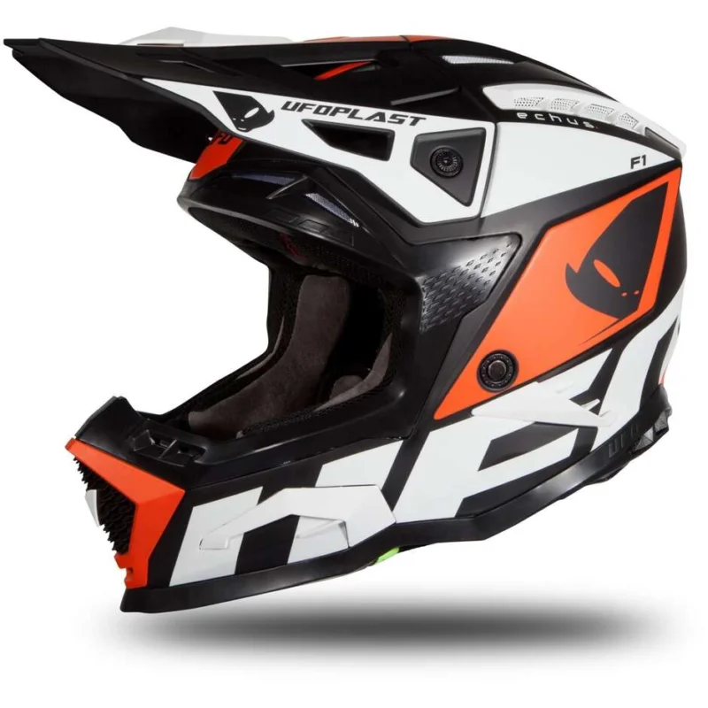 Offerta Casco Moto Cross Enduro Ufo ECHUS Nero Arancio Bianco Opaco