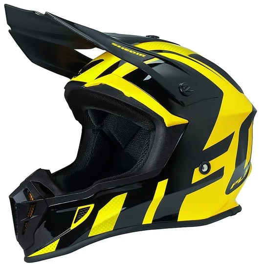 Casco Moto Cross Enduro Ufo QUIVER Nero Giallo Promozione Esclusiva