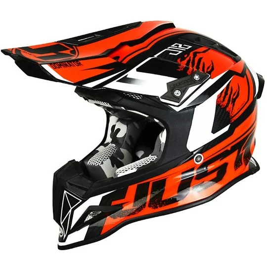 Spedizione Gratuita Casco Moto Cross in Fibra Just 1 J12 Dominator Arancione