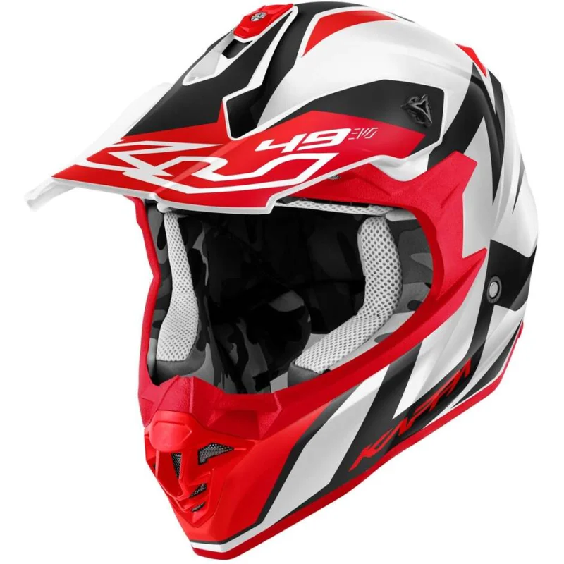 Casco Moto Cross Kappa KV49 R GREAT Bianco Rosso Nero Promozione
