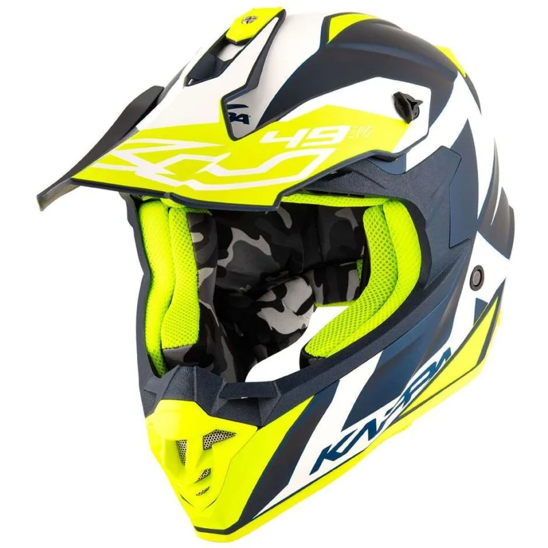 Casco Moto Cross Kappa KV49 R GREAT Nero Opaco Bianco Professionale