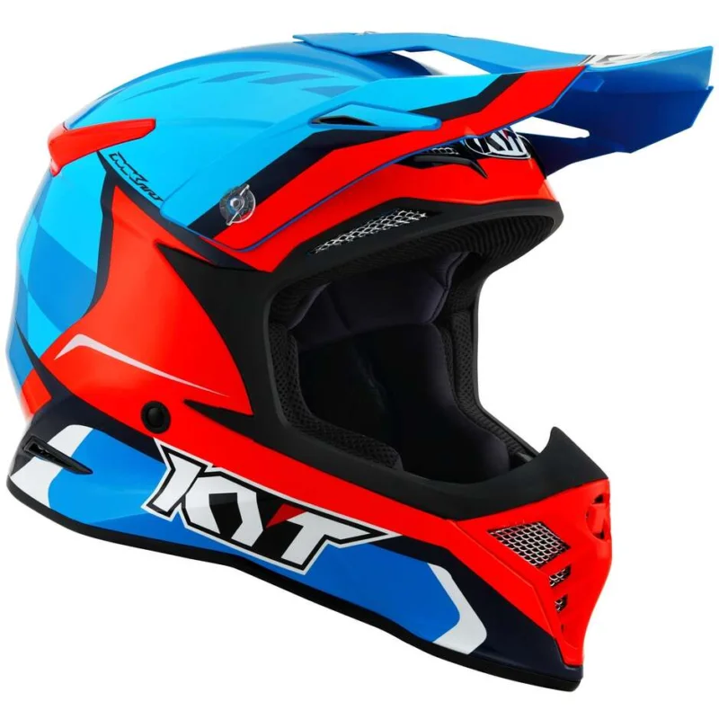 Occasione Casco Moto Cross KYT SKYHAWK GLOWING Blu Arancio Fluo