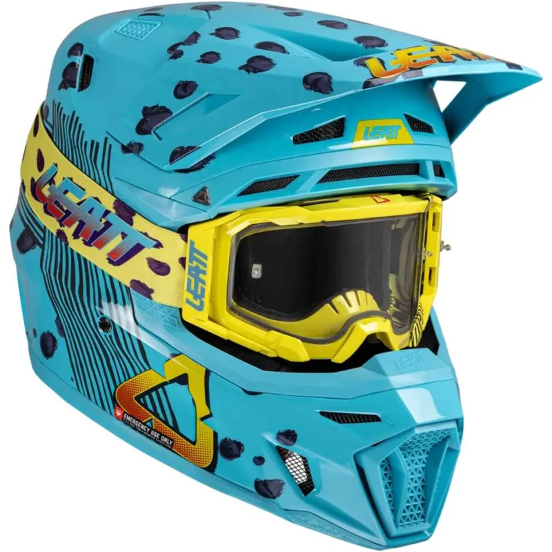 Casco Moto Cross Leatt KIT MOTO 8.5 V25 CHEETAH Azzurro Spedizione Espresso
