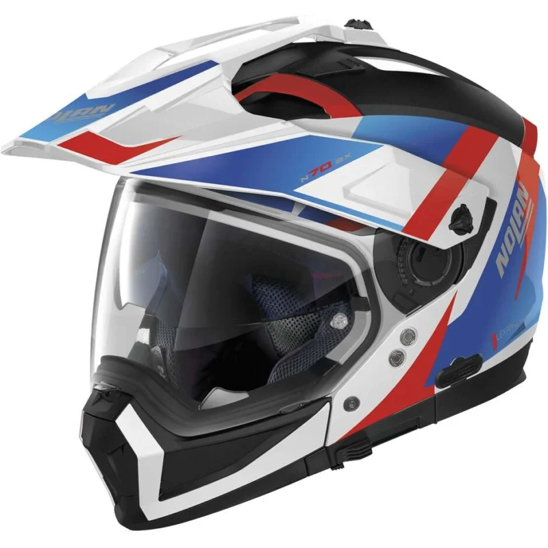 Casco Moto Crossover Nolan N70-2 X 06 SKYFALL N-COM 060 Rosso Blu Quantità Limitata