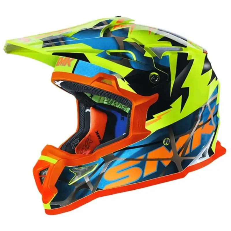 Reso Gratuito Casco Moto Cross SMK Allterra Fulmine MX GL457 Giallo Rosso