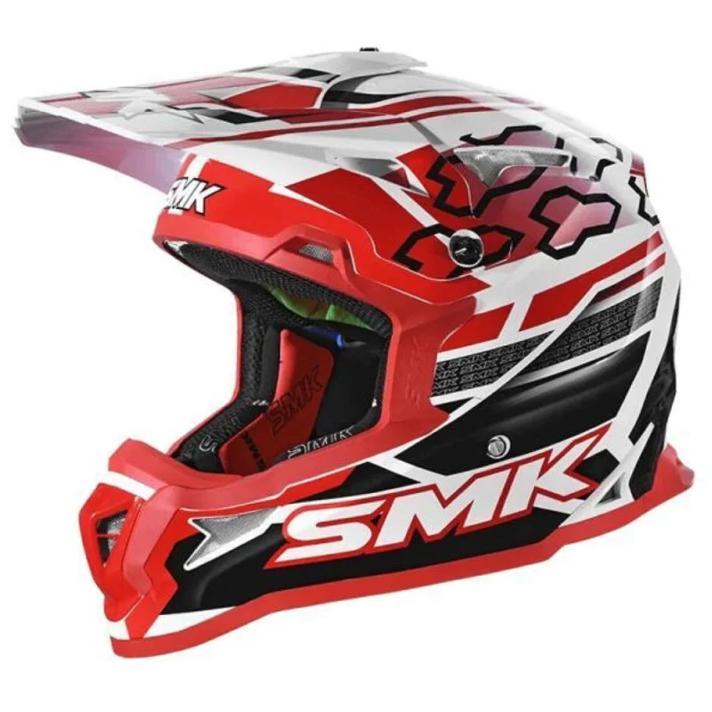 Casco Moto Cross SMK Allterra Tribou MX GL123 Rosso Bianco Prezzo Basso