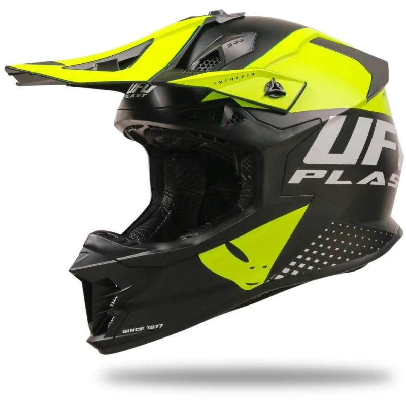 Casco Moto Cross Ufo INTREPID Nero Giallo Più Venduto