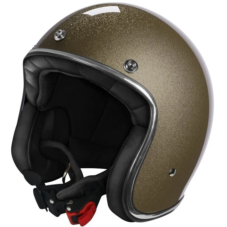 Spedito Oggi Casco Moto Custom Jet Stormer QUARTZ GLITTER Oro Lucido
