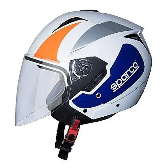Casco Moto Demi-Jet Doppia Visiera BHR Sparco SP503 Bianco Arancio Spedito Oggi