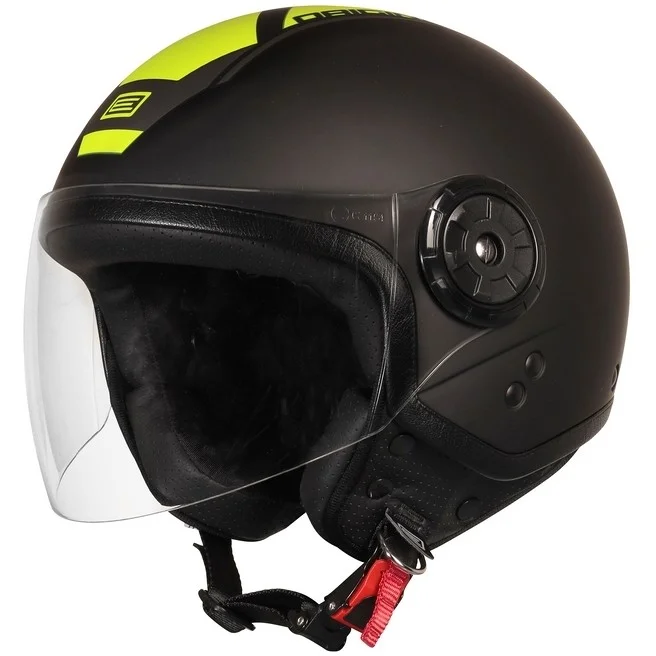 Casco Moto Demi-Jet Origine NEON SCOOP Giallo Fluo Nero Opaco Promo Stagionale