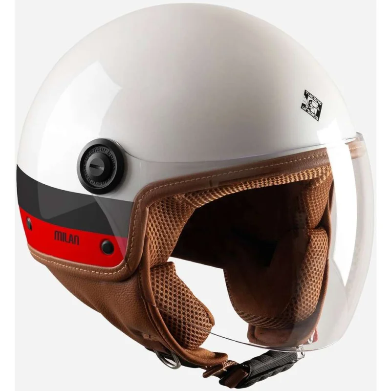 Casco Moto Demi-Jet Tucano Urbano EL'JETTIN 6.0 AC MILAN Devil Pearl Bianco Prezzo Di Fabbrica
