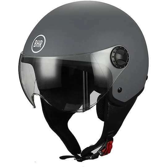Casco Moto Demi-Jet Visiera Bombata BHR 801 Grigio Opaco Solo Oggi