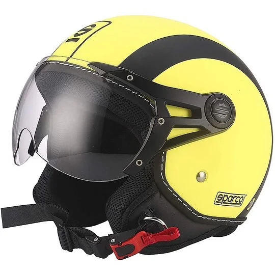 Pagamento Sicuro Casco Moto Demi-Jet Visiera Bombata BHR Sparco SP501 Giallo