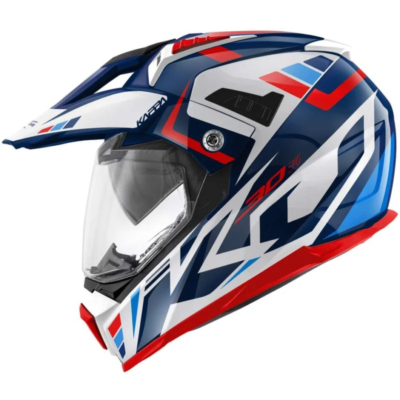 Popolare Casco Moto Enduro Kappa KV30R GRAYER Bianco Blu Rosso