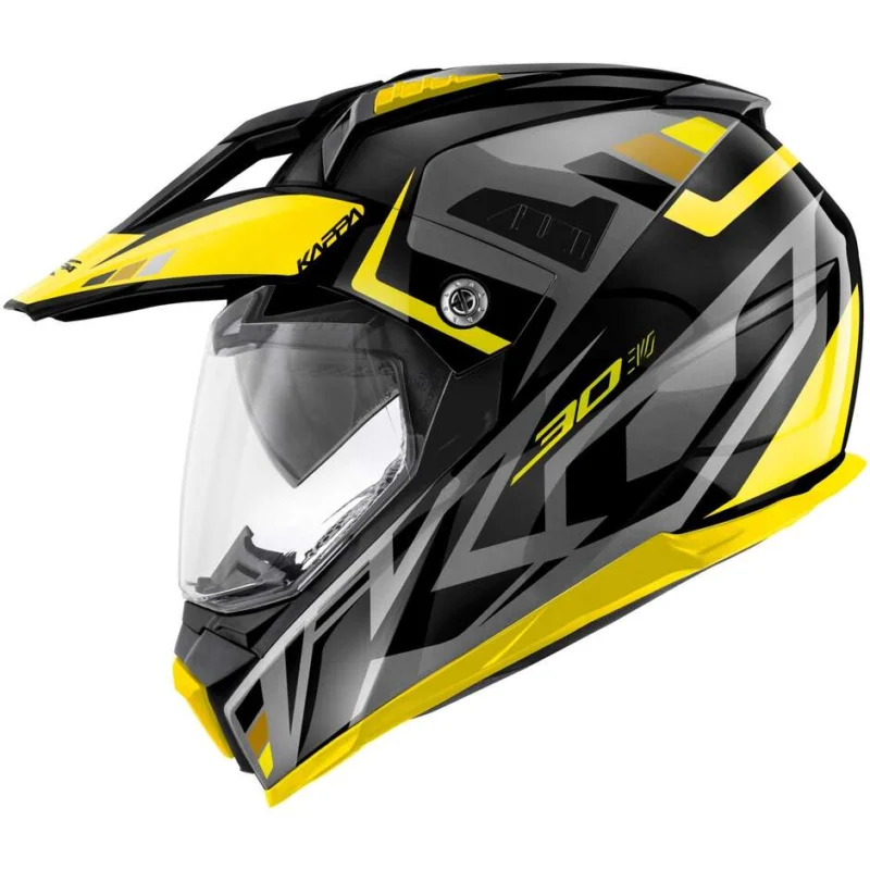 Offerta Casco Moto Enduro Kappa KV30R GRAYER Nero Opaco Titanio Giallo