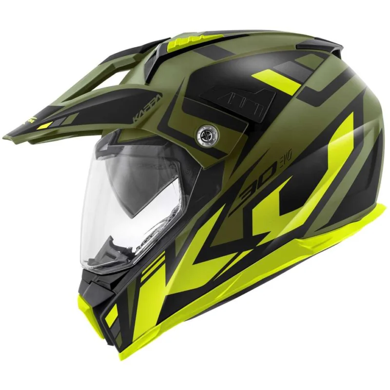 Prezzo Conveniente Casco Moto Enduro Kappa KV30R GRAYER Verde MIlitare Nero Giallo