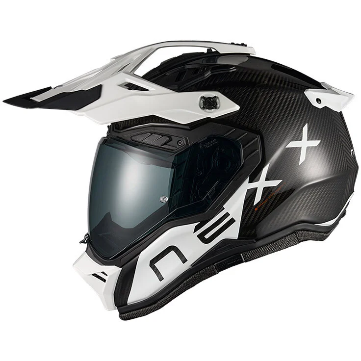 Casco Moto integrale Adventure Nexx X.RALLY Graviz Carbon Bianco Non Perdere