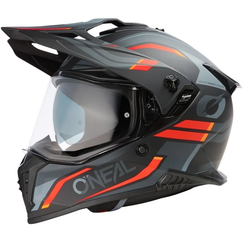 Professionale Casco Moto Integrale Adventure Oneal A-SRS SPIKE Nero Grigio Rosso