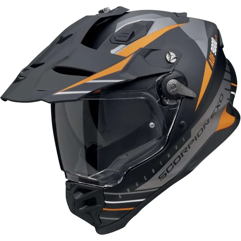 Casco Moto Integrale Adventure Scorpion ADF 9000 AIR FEAT Nero opaco Argento Arancione Prezzo Conveniente