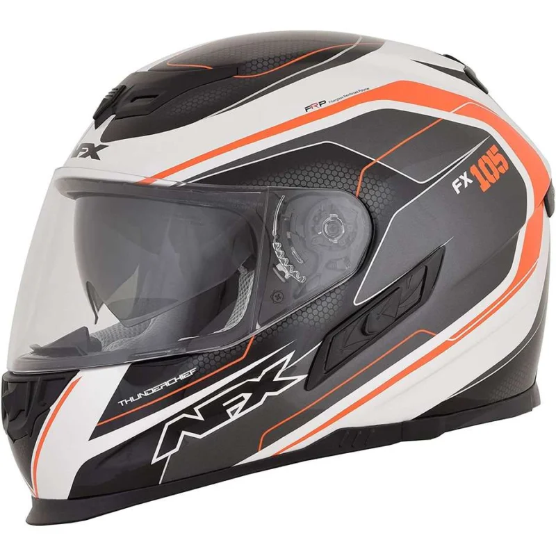 Casco Moto Integrale AFX FX-105 Thunderchief Bianco Arancio Ultimissimo Modello