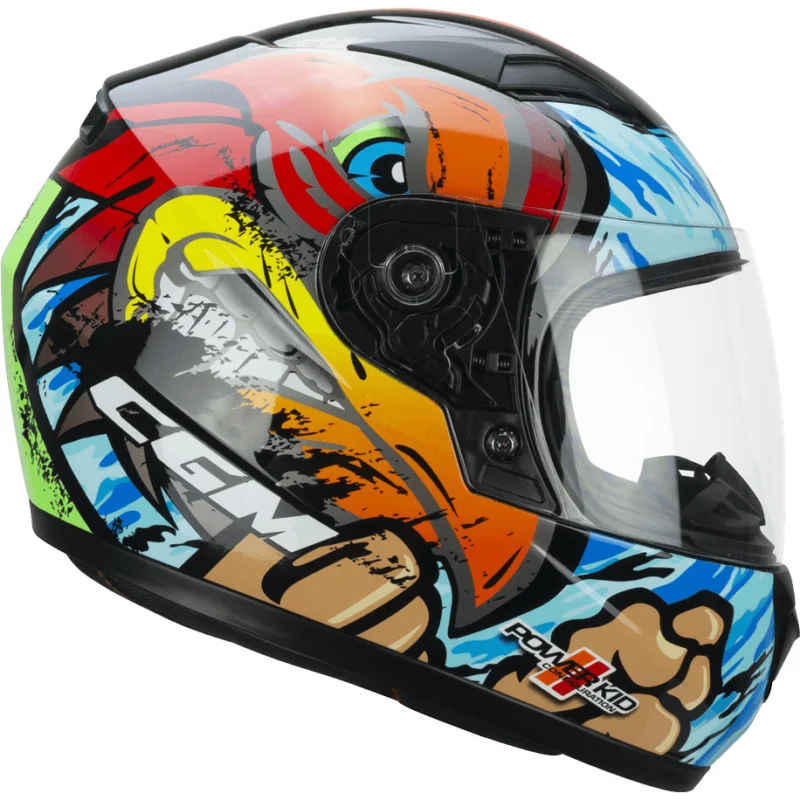 Offerta Lampo Casco Moto Integrale Bambino CGM 265x LUCKY BOXER Azzurro Rosso Verde