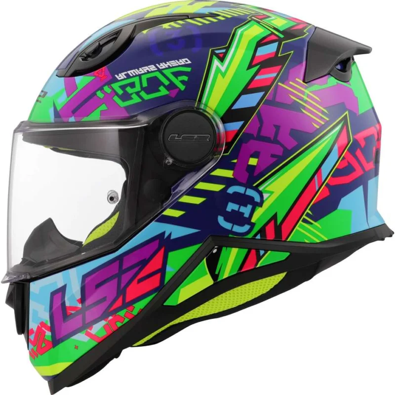Casco Moto Integrale Bambino LS2 FF812 KID SVENT Blue Verde Reso Gratuito
