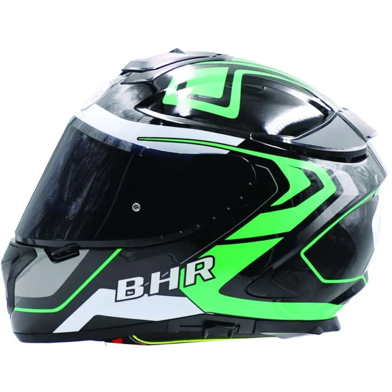Casco Moto Integrale Bhr 813 Doppia Visiera Line Verde Esclusivo