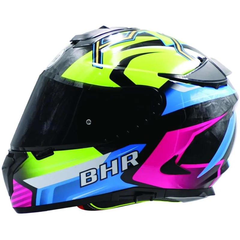Ultime Pezzi Casco Moto Integrale Bhr 813 Doppia Visiera Spider Giallo