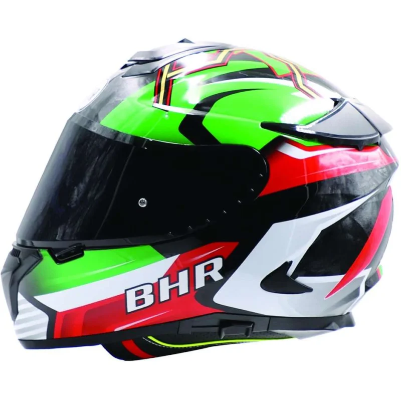 Casco Moto Integrale Bhr 813 Doppia Visiera Spider Verde Italia Popolare
